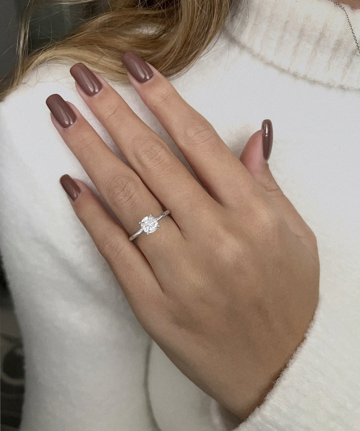 1.0 CT Round Cut Moissanite Hidden Halo Diamond Engagement Ring