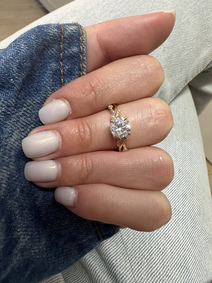 1.0CT Round Cut Moissanite Diamond Twig Engagement Ring