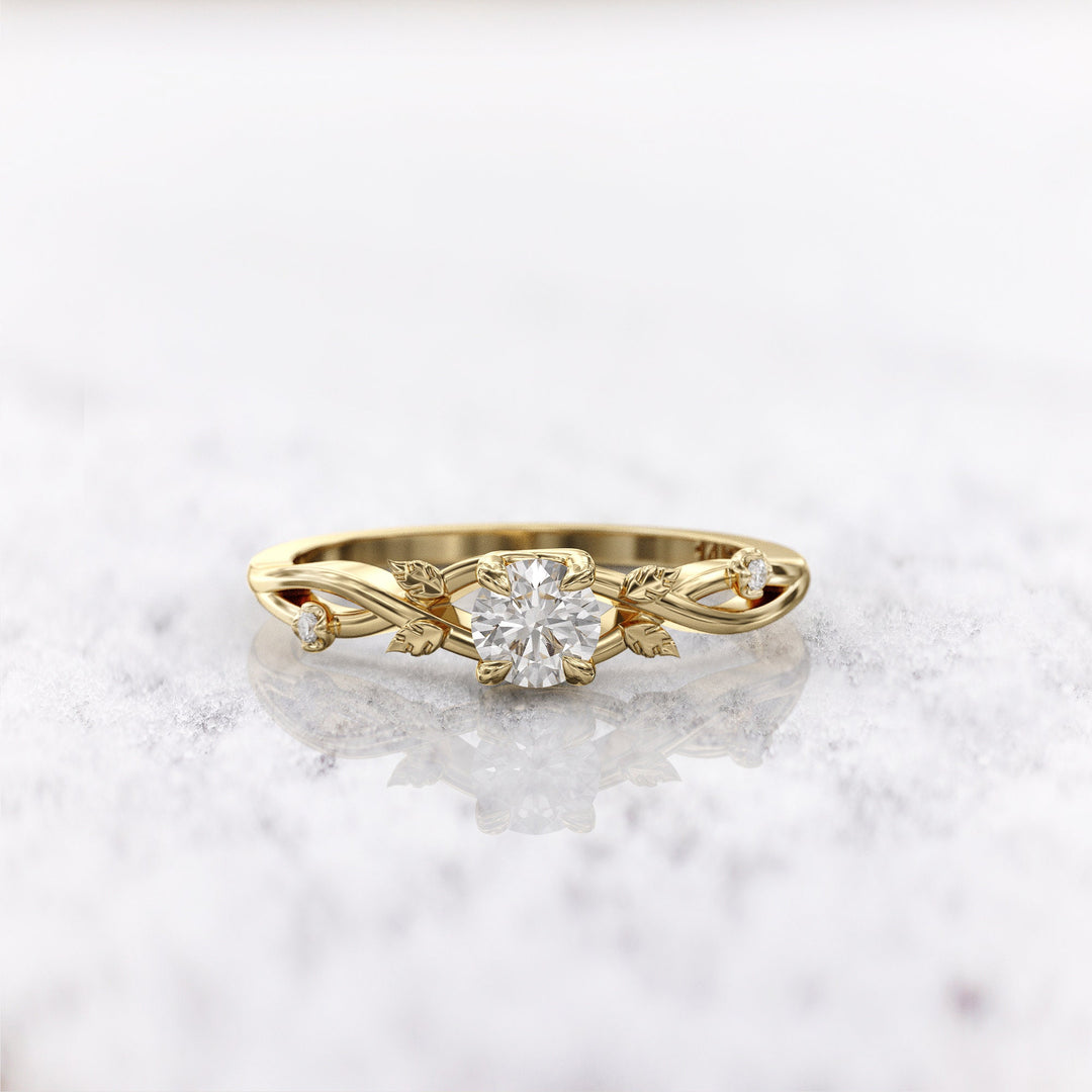 1.5 CT Round Cut Moissanite Diamond Twig Engagement Ring