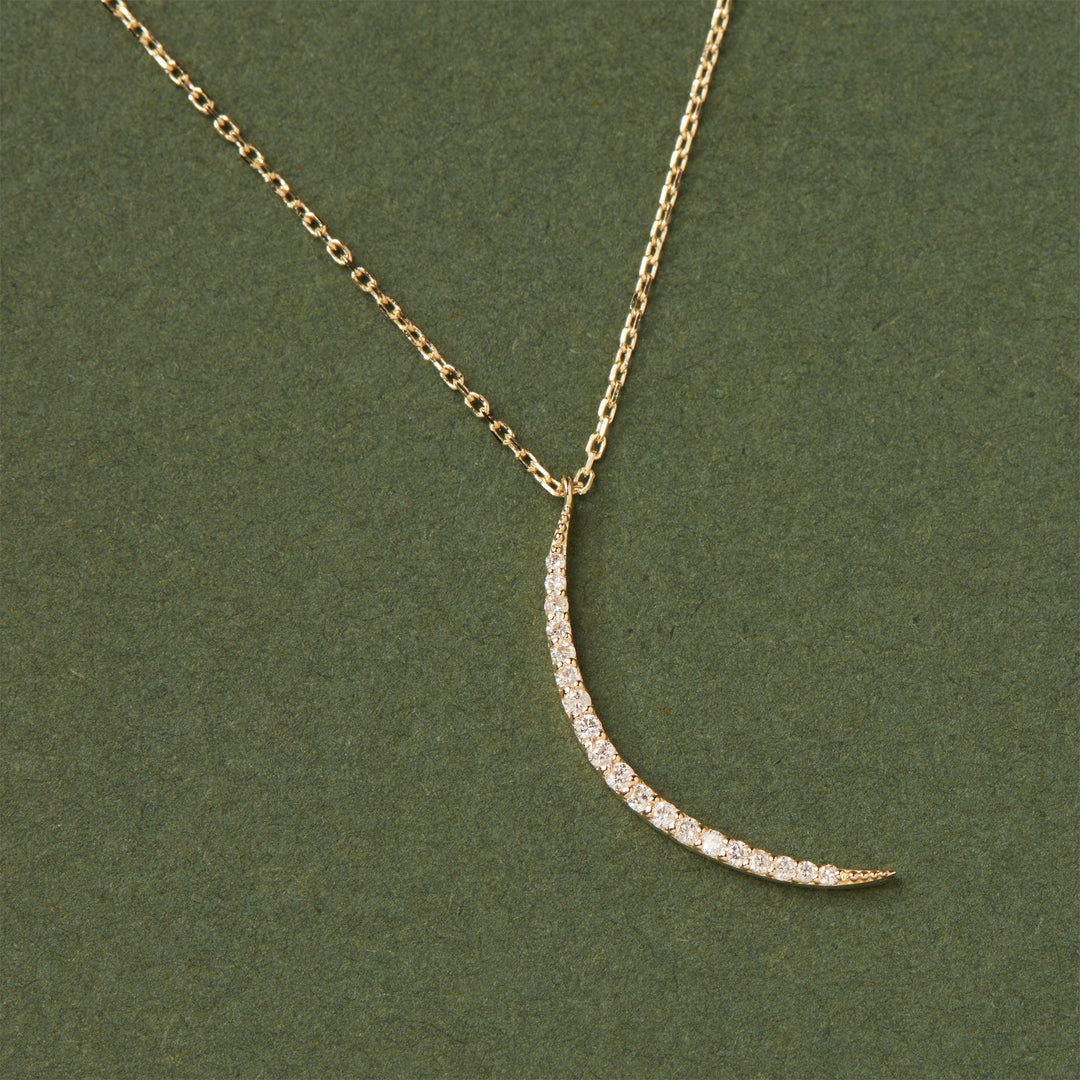 Crescent Moon Moissanite Diamond Necklace for Women