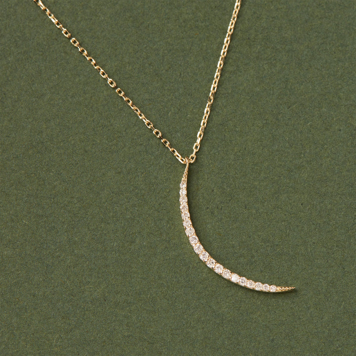 Crescent Moon Moissanite Diamond Necklace for Women