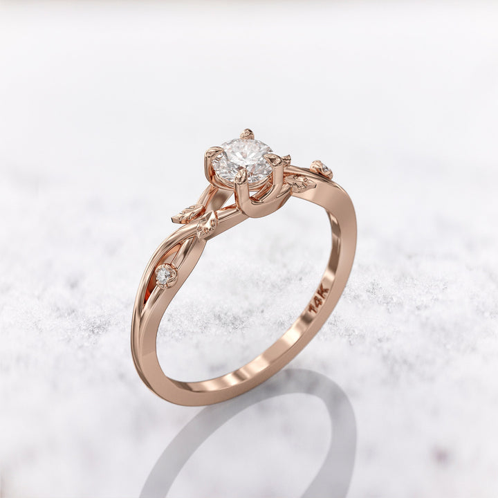 1.5 CT Round Cut Moissanite Diamond Twig Engagement Ring