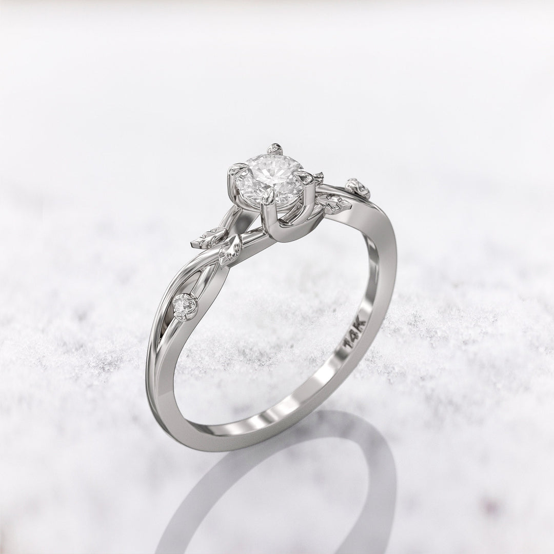 1.5 CT Round Cut Moissanite Diamond Twig Engagement Ring