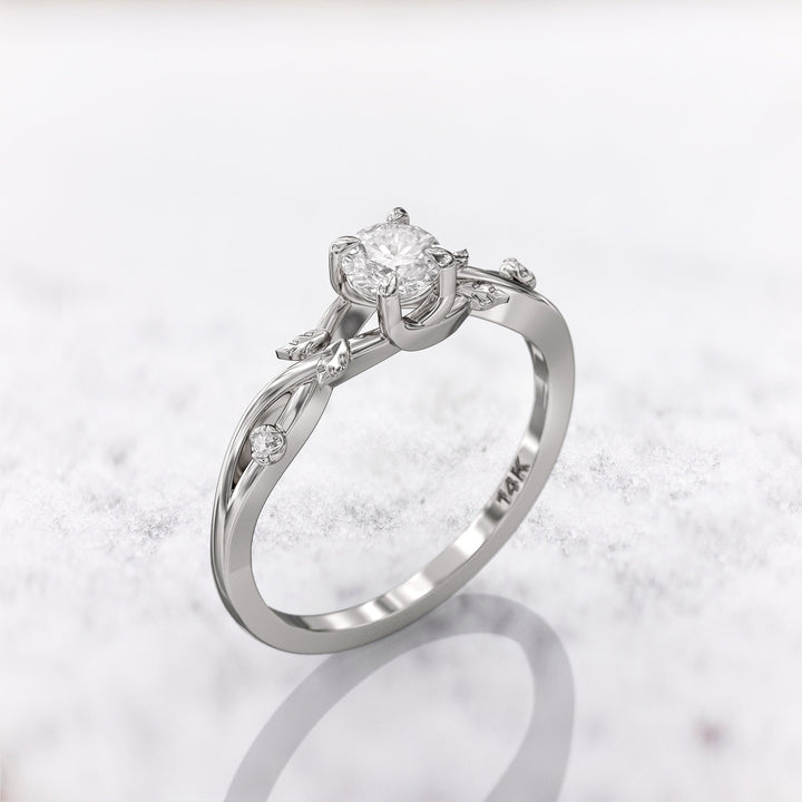 1.5 CT Round Cut Moissanite Diamond Twig Engagement Ring