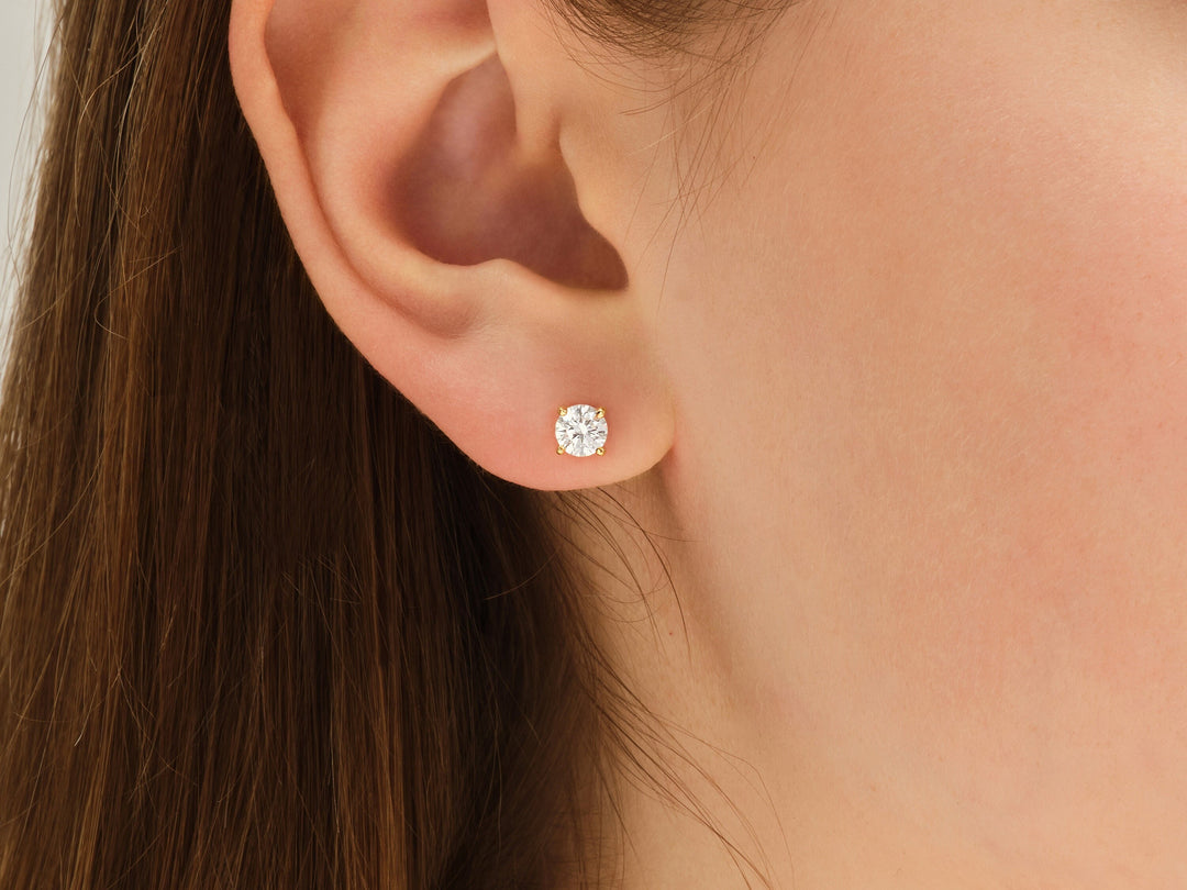 Round Cut Solitaire Moissanite Stud Diamond Earrings For Women