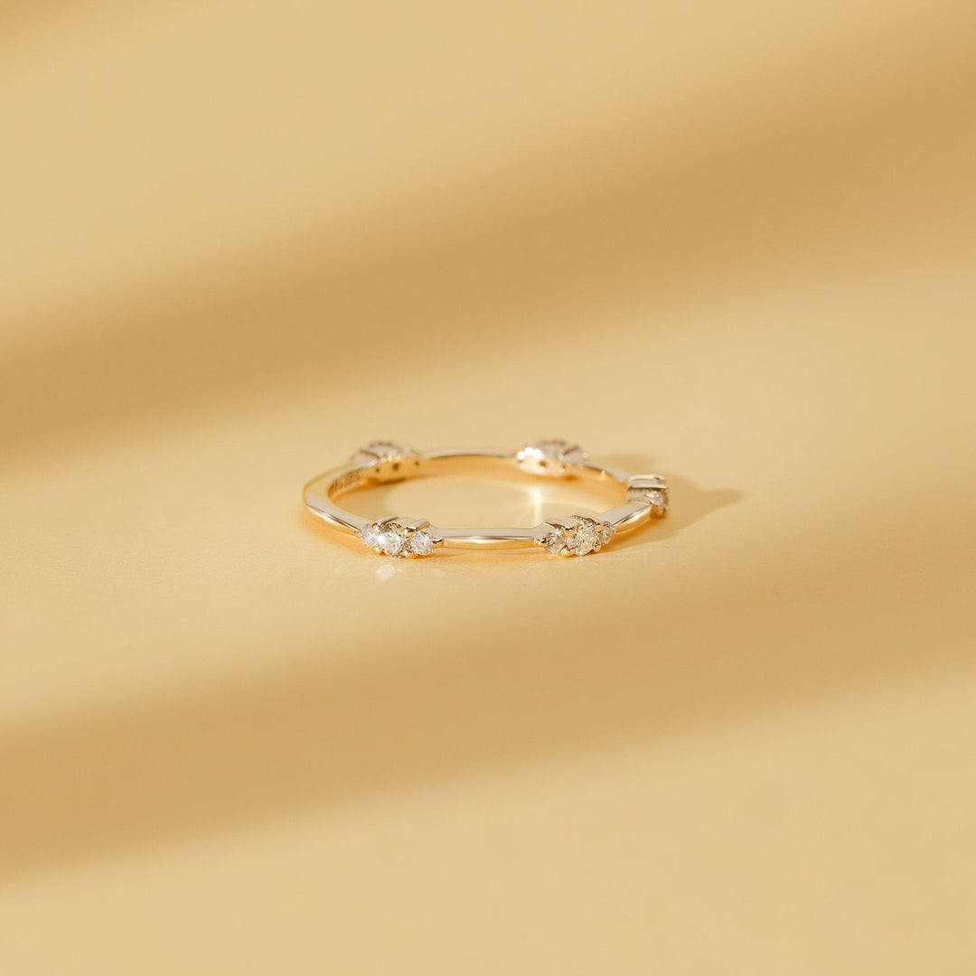 Round Cut Diamond Dainty Wedding Band for Women