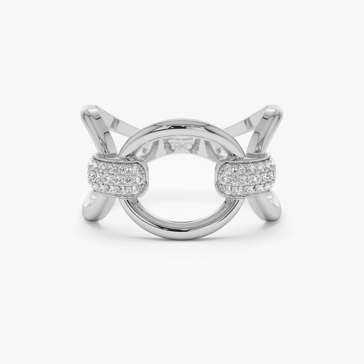 18k Solid Gold Bold Loop Diamond Wedding Ring for Women