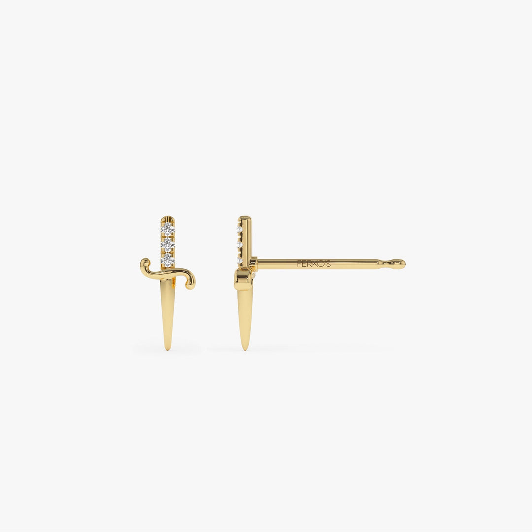 Round Cut Diamond Dagger Studs Sword Earrings for Women