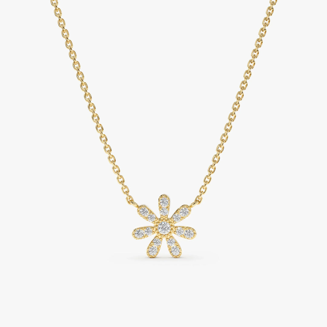 Round Cut Diamond Flower Necklace for Women