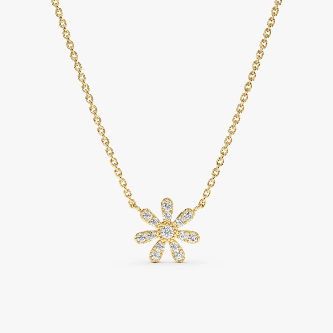 Round Cut Diamond Flower Necklace for Women