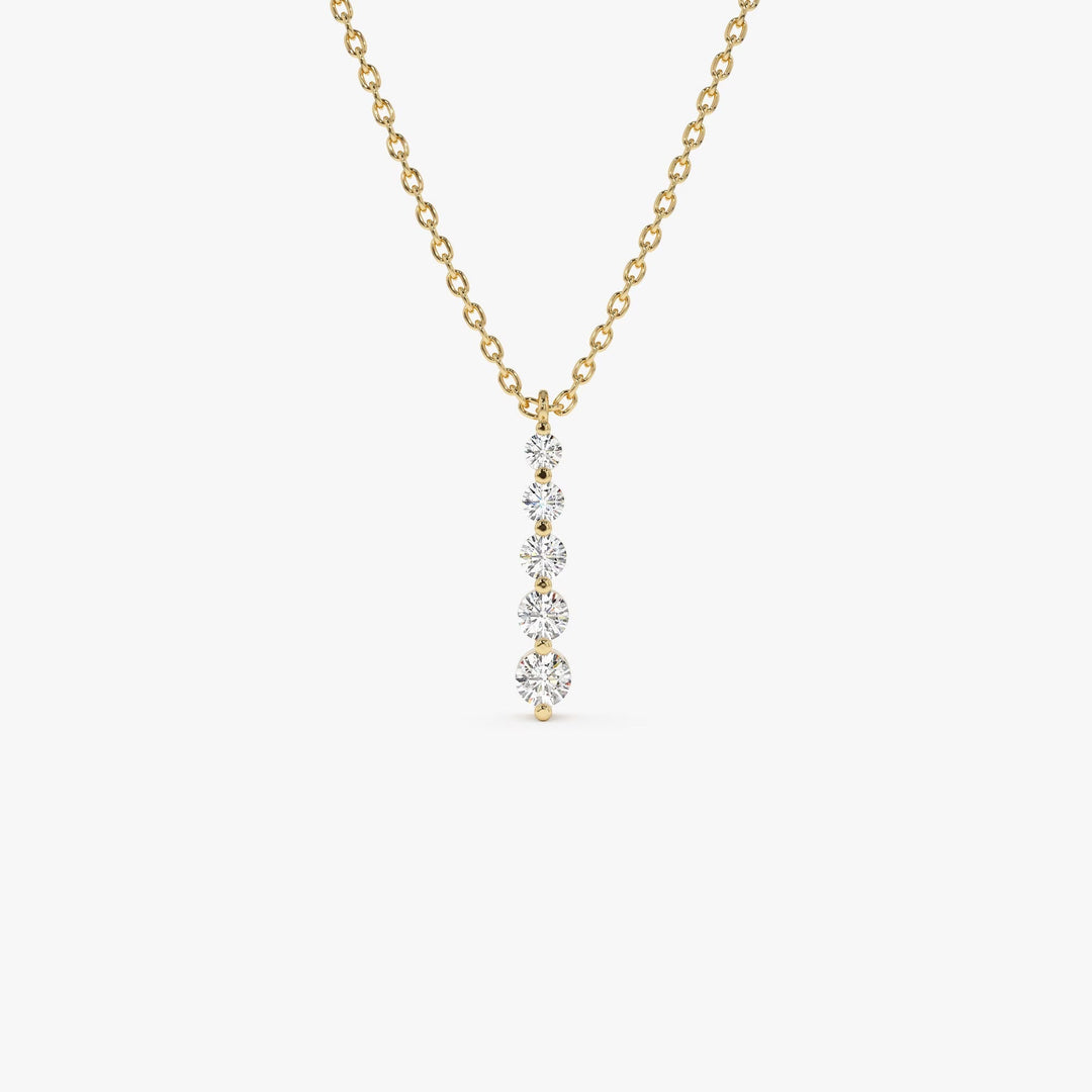 Round Cut Layered Five Stone Necklace for Birthday Gift