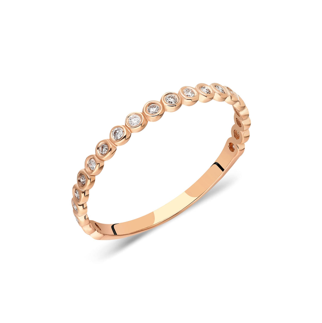 Round Cut Bezel Diamond Stacking Wedding Band