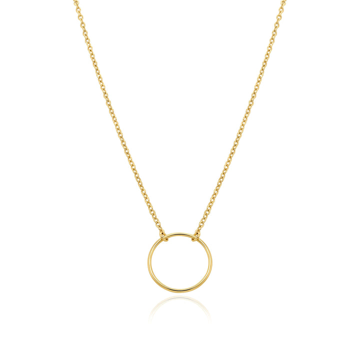 Circle Pendant Dainty Simple Necklace in 14K Solid Gold
