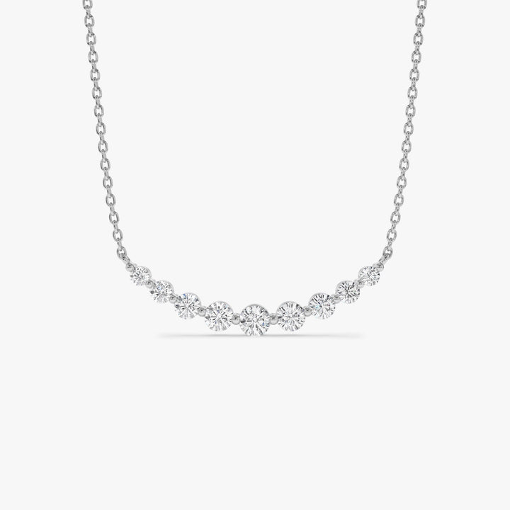 Round Cut Curved Diamond Necklace 14K Gold Ring for Women