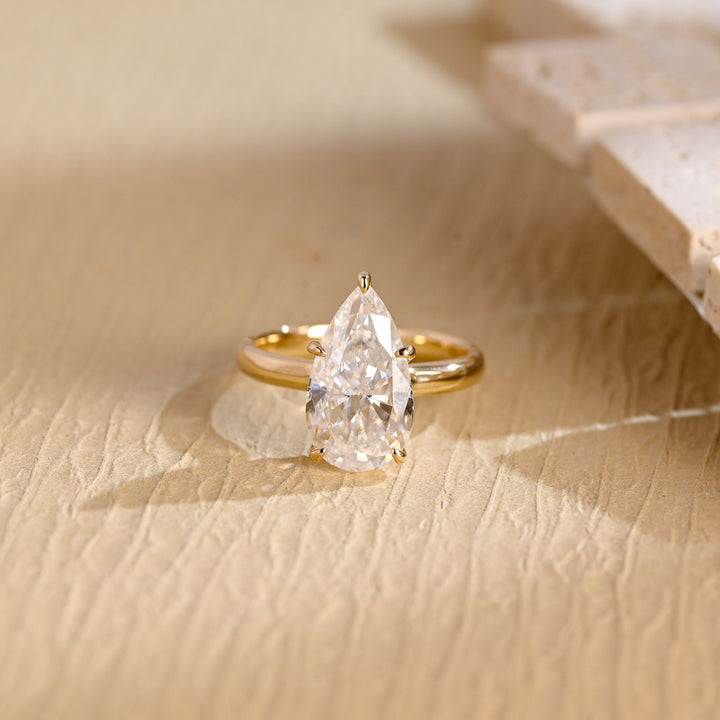 3.50CT Pear Diamond Hidden Halo Moissanite Engagement Ring