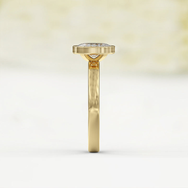 1.0 CT Oval Cut Bezel Solitaire Moissanite Engagement Ring