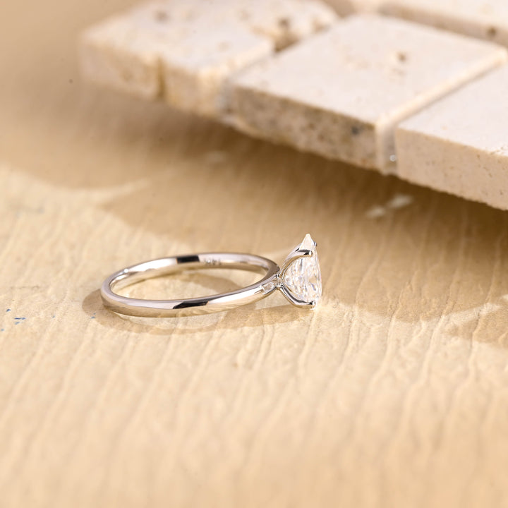 1.0CT Pear Diamond Solitaire Moissanite Engagement Ring