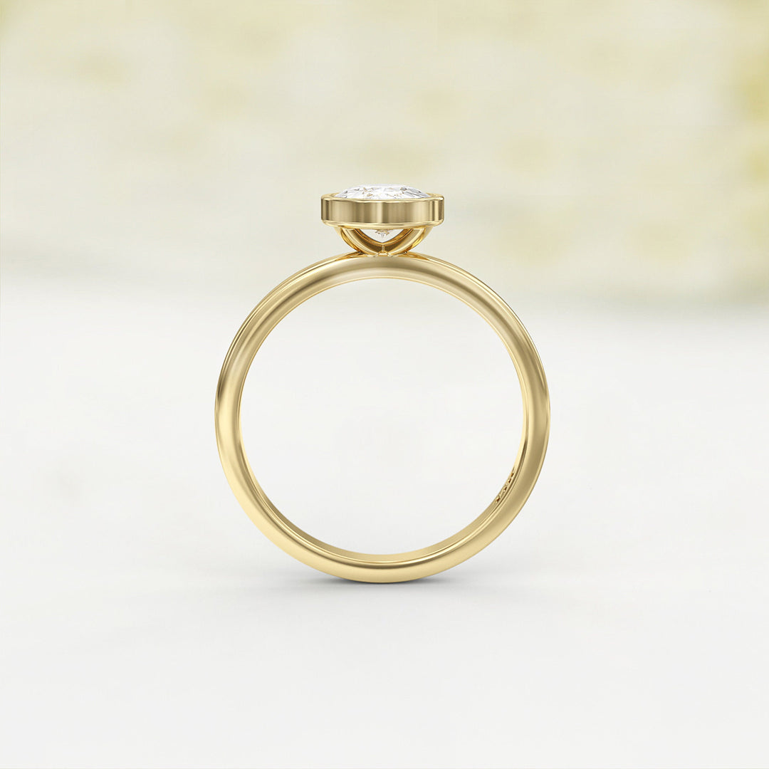 1.0 CT Oval Cut Bezel Solitaire Moissanite Engagement Ring