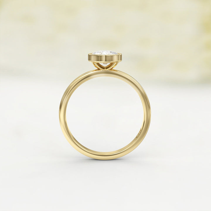 1.0 CT Oval Cut Bezel Solitaire Moissanite Engagement Ring