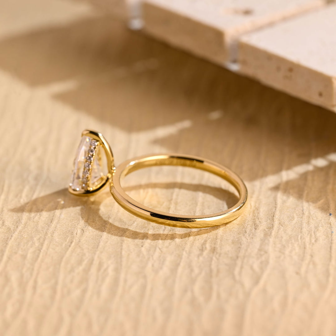 1.50CT Pear Diamond Hidden Halo Moissanite Engagement Ring