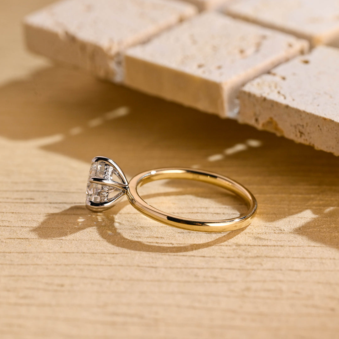 1.0CT Round Brilliant Hidden Halo Moissanite Engagement Ring