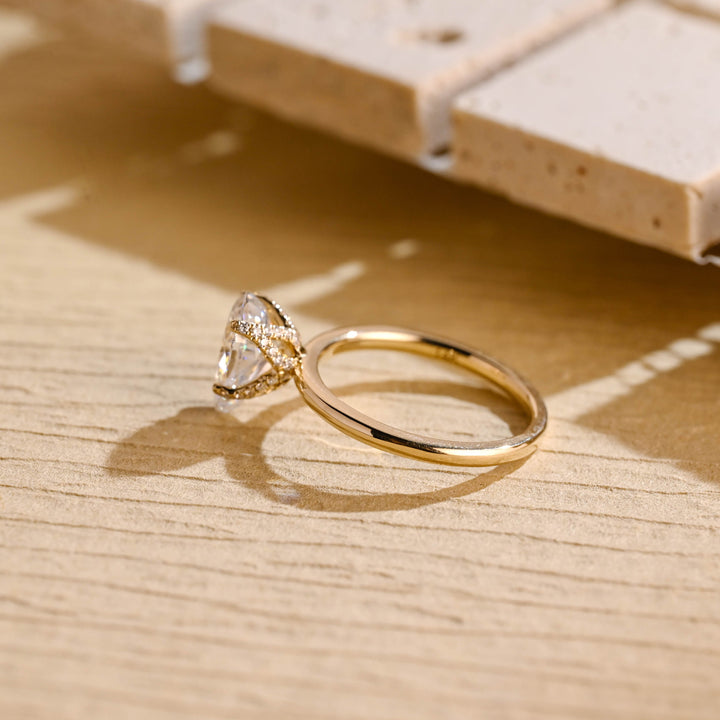 1.50 CT Pear Cut Hidden Diamond Moissanite Engagement Ring