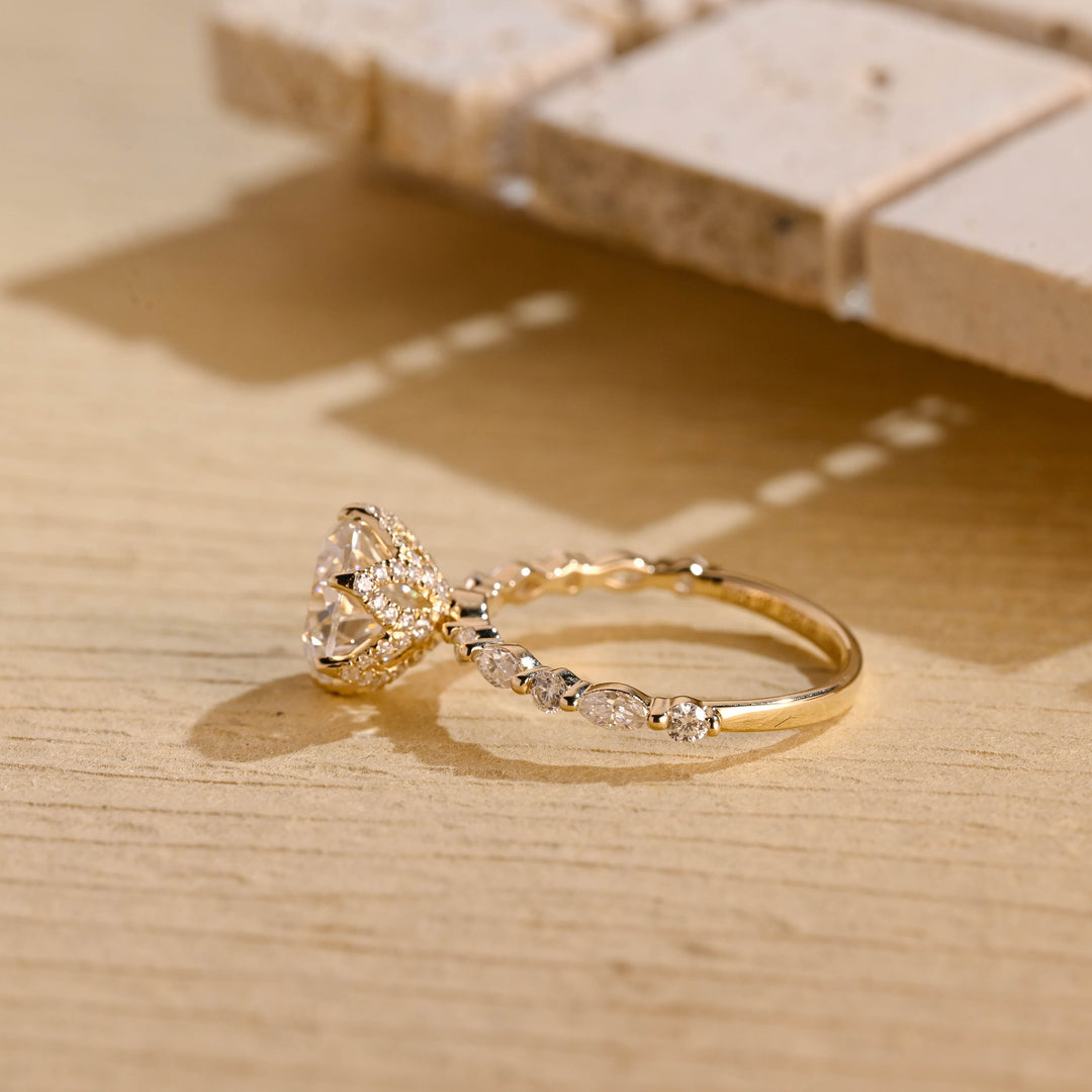 1.50CT Round Brilliant Pave Setting Moissanite Engagement Ring