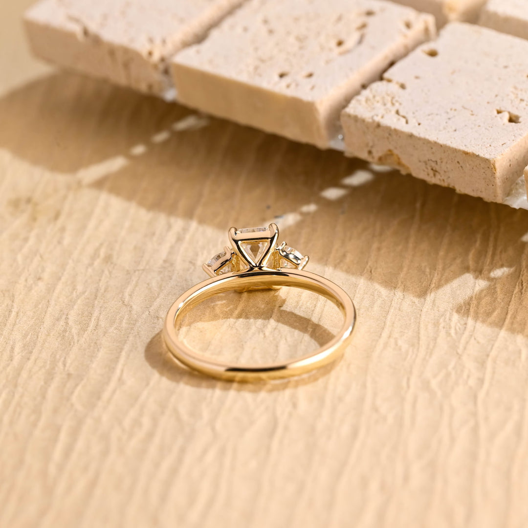 1.50CT Emerald Cut Three Stone Moissanite Engagement Ring