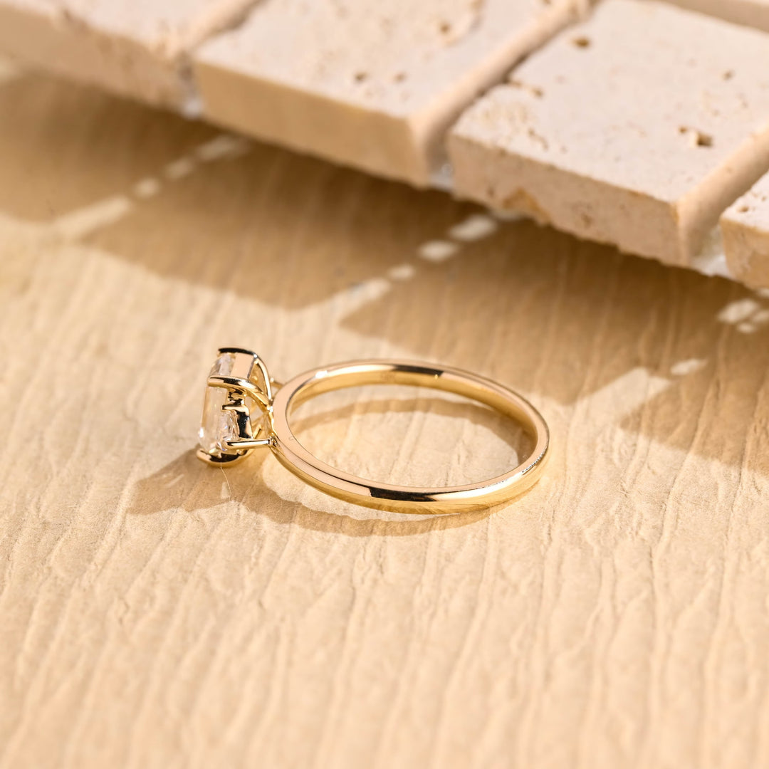 1.50CT Emerald Cut Three Stone Moissanite Engagement Ring