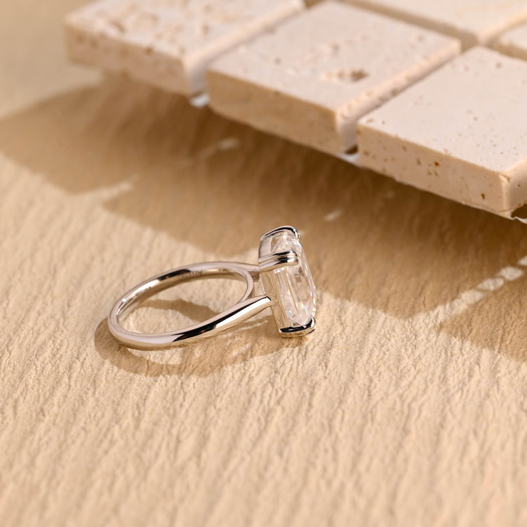 2.0 CT Emerald Cut Solitaire Moissanite Engagement Ring