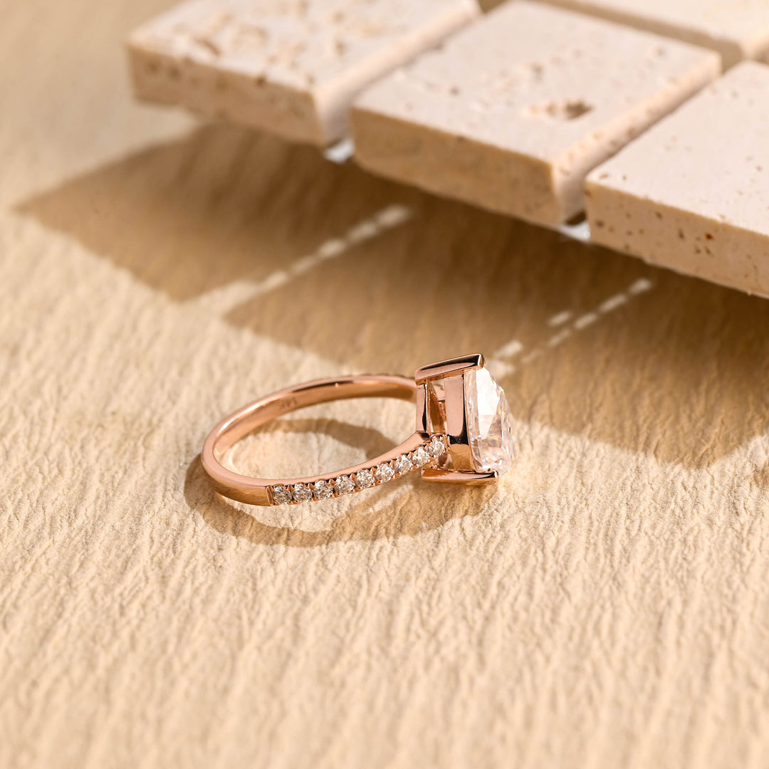 1.50 CT Pear Diamond Pave Setting Moissanite Engagement Ring