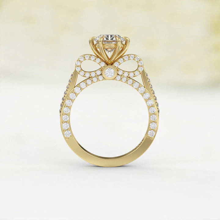 1.0 CT Round Cut Moissanite Three Side Pave Unique Engagement Ring