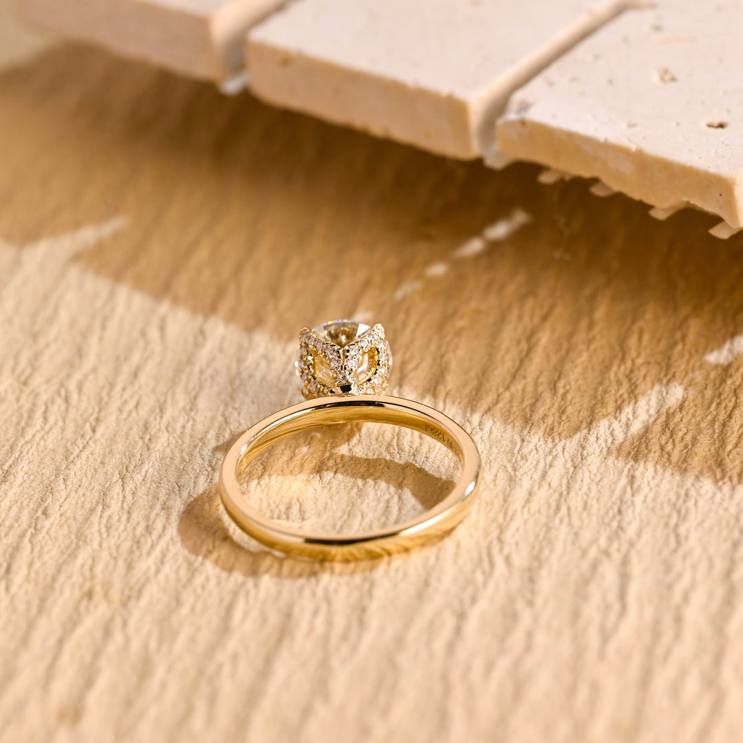 1.0 CT Round Diamond Hidden Diamond Moissanite Engagement Ring