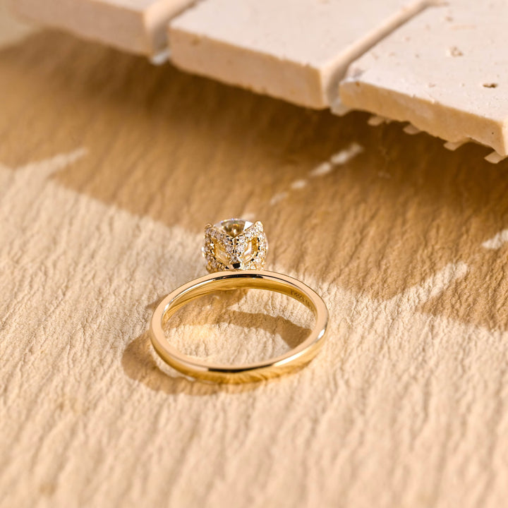 1.0 CT Round Diamond Hidden Diamond Moissanite Engagement Ring