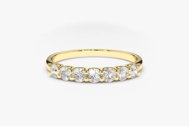 Round Cut Shared Prongs Diamond Band for Women