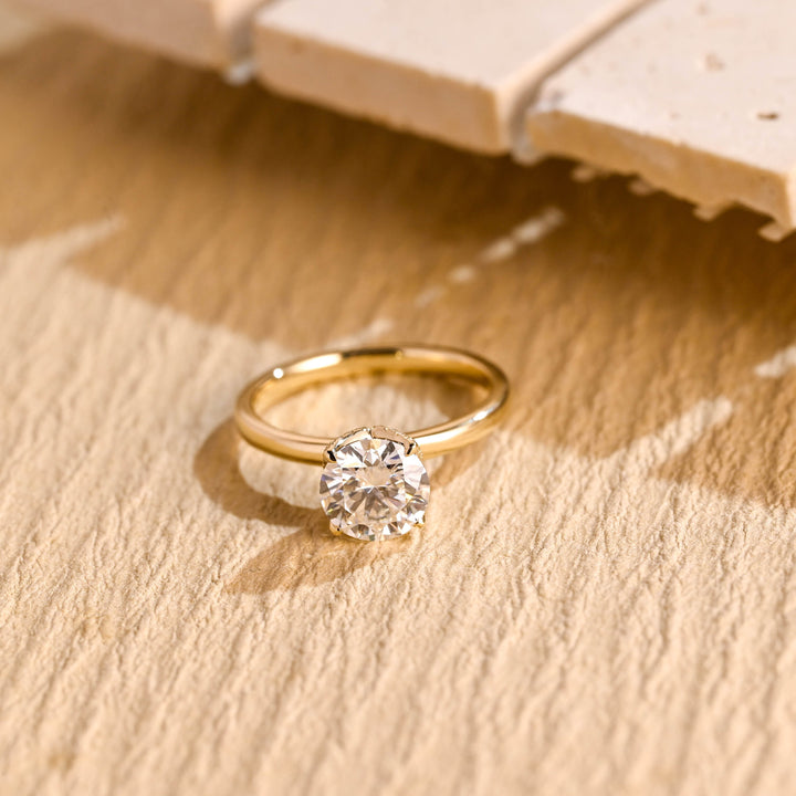 1.0 CT Round Diamond Hidden Diamond Moissanite Engagement Ring