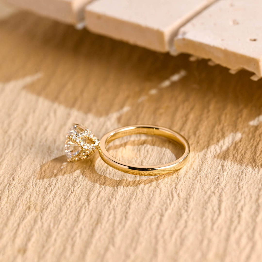 1.0 CT Round Diamond Hidden Diamond Moissanite Engagement Ring