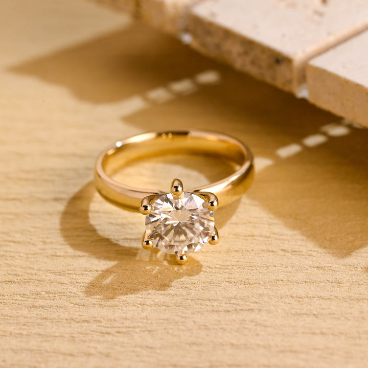 1.0 CT Round Brilliant Diamond Wide Band Moissanite Engagement Ring