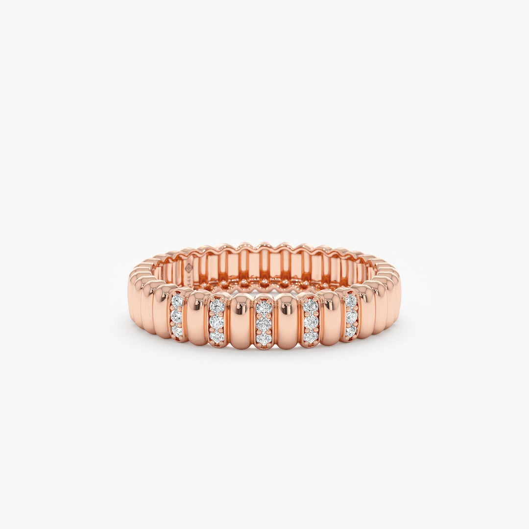 Round Cut Diamond Half Eternity Unique Wedding Ring for Her