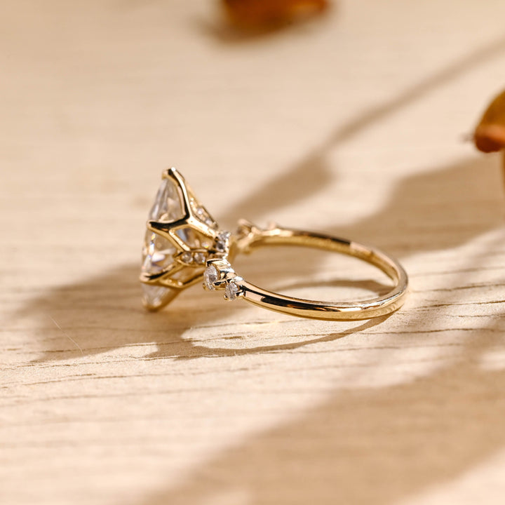 3.0CT Marquise Cut Cluster Diamond Moissanite Engagement Ring