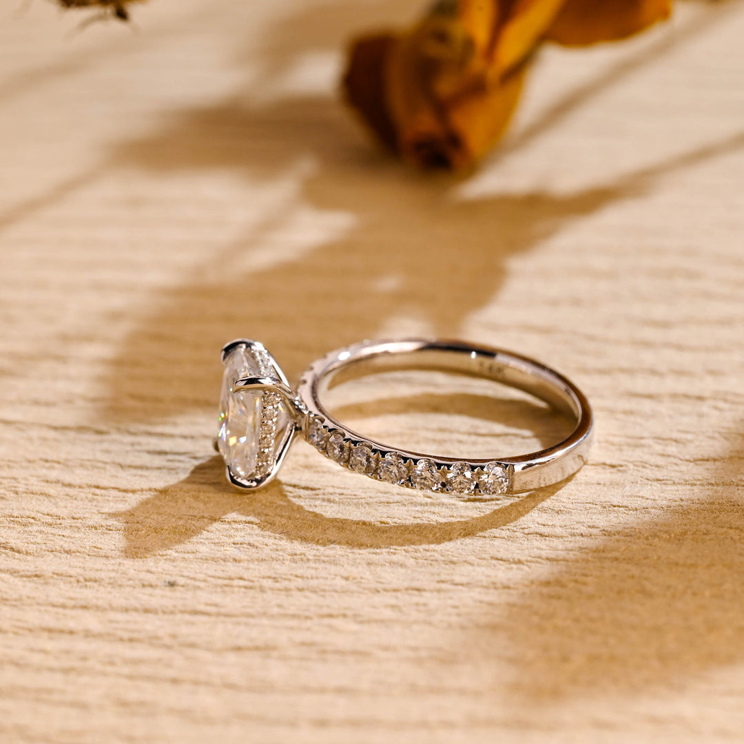1.50CT Radaint Cut Pave Setting Moissanite Engagement Ring