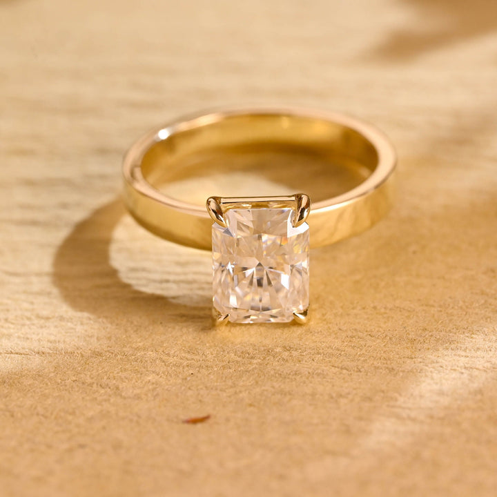 1.50CT Radiant Cut Solitaire Wide Band Moissanite Engagement Ring
