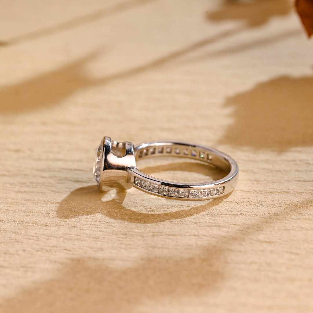 1.50 CT Round Brilliant Bezel Setting Moissanite Engagement Ring