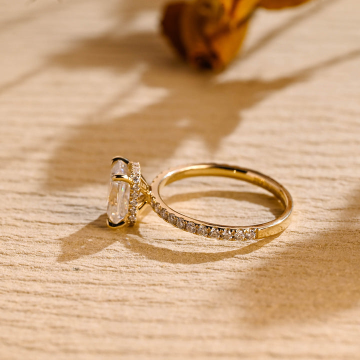 1.50CT Radiant Cut Hidden Halo Moissanite Engagement Ring