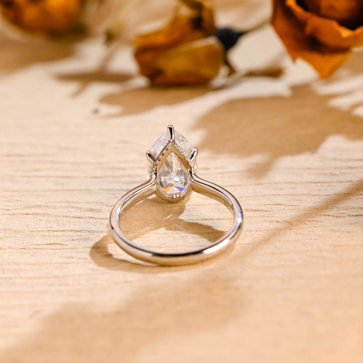3.50CT Pear Diamond Hidden Halo Moissanite Engagement Ring