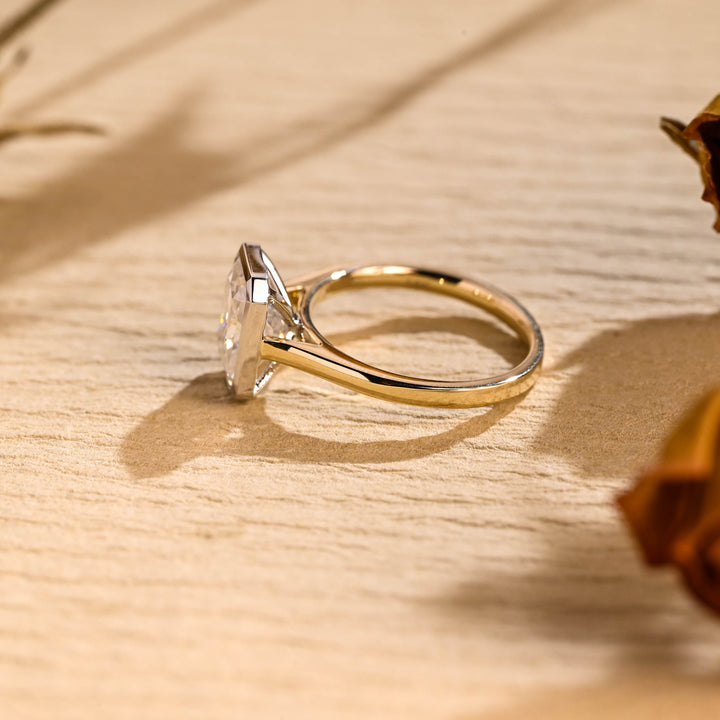1.50CT Radiant Cut Bezel Setting Moissanite Engagement Ring