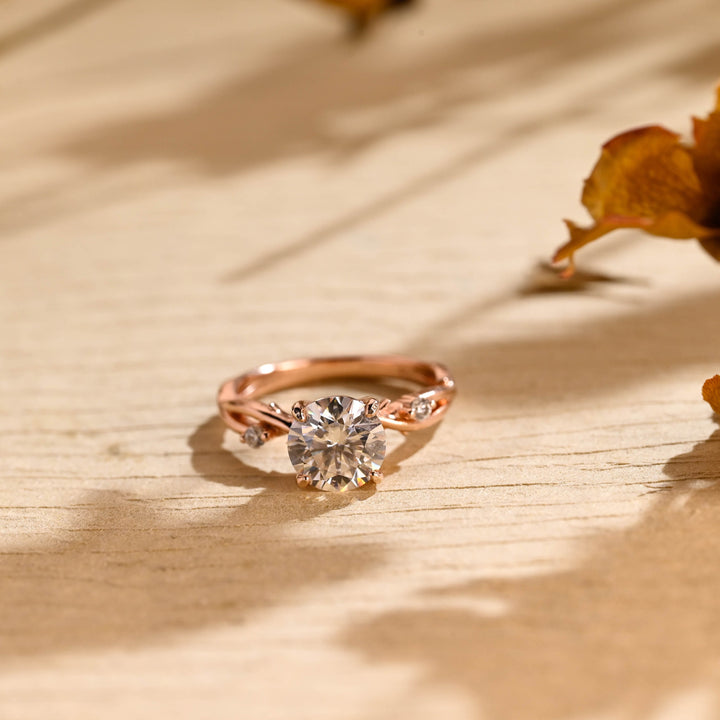 1.0 CT Round Brilliant Nature Inspired Moissanite Engagement Ring