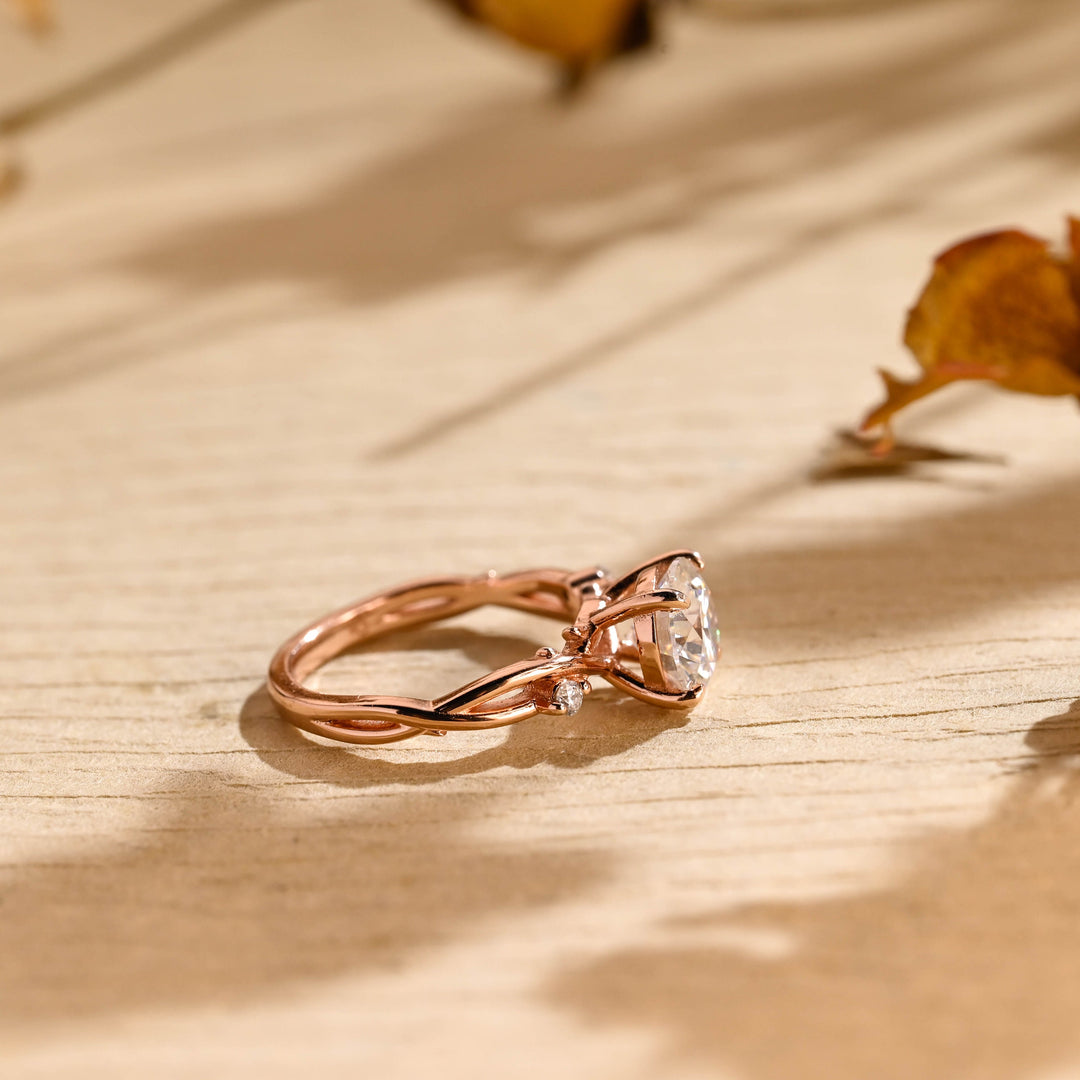 1.0 CT Round Brilliant Nature Inspired Moissanite Engagement Ring