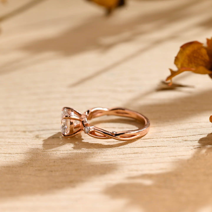 1.0 CT Round Brilliant Nature Inspired Moissanite Engagement Ring