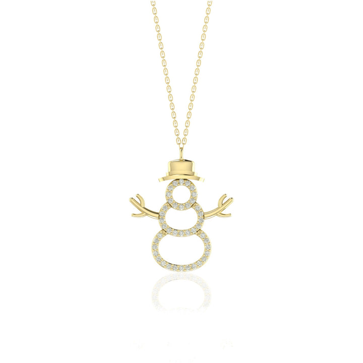 Round Cut Diamond Snowman Pendant Necklace for Her